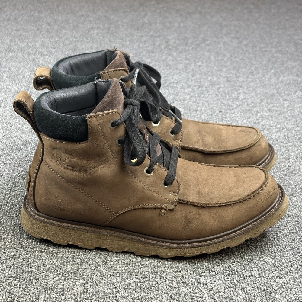 SOREL MADSON II Moc Toe Waterproof Leather Brown Work Boots Men's Size 7